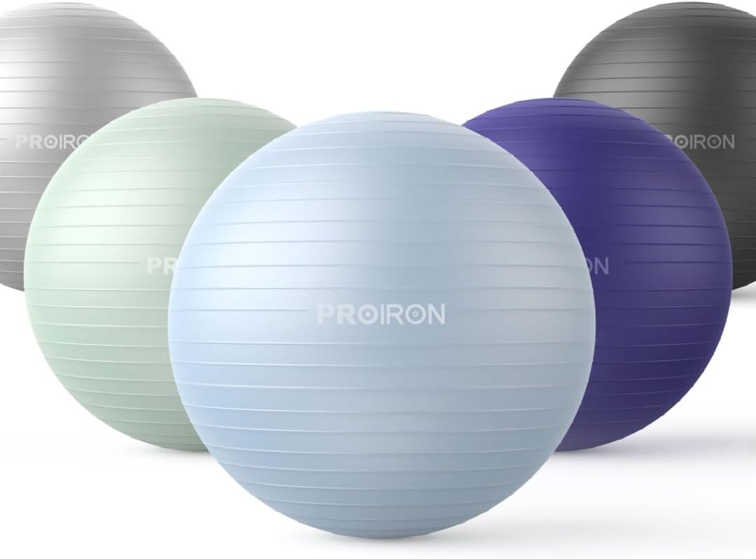 PROIRON Exercise Ball Anti-Burst Yoga Ball Chair with Quick Pump Slip Resistant Gym Ball Supports 500KG Balance Ball for Pilates Yoga Birthing Pregnancy Stability Gym Workout Training