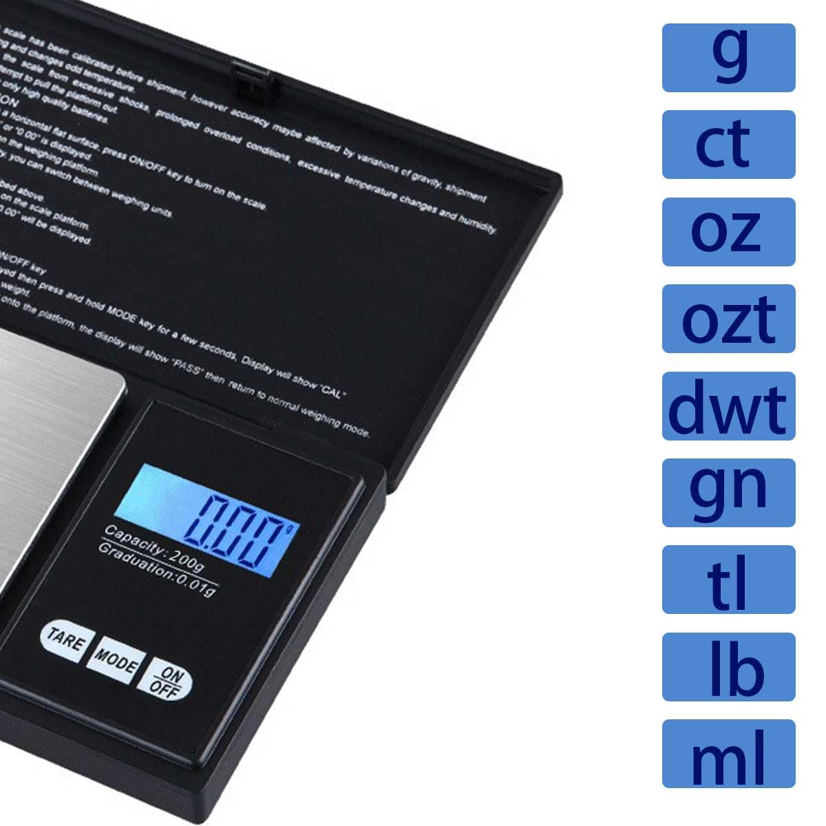 Small Digital Scale,3kg/0.1g,Kitchen Scale,Food Scale,with Blue Backlit LCD Display, 6 Units, Auto Off, Tare, PCS Function, Stainless Steel, Battery Included,Soft Tape Included(150cm)