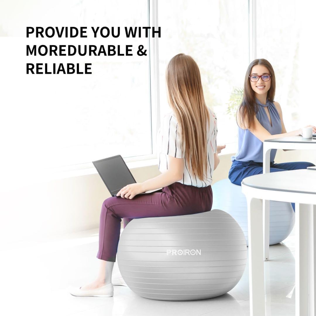 PROIRON Exercise Ball Anti-Burst Yoga Ball Chair with Quick Pump Slip Resistant Gym Ball Supports 500KG Balance Ball for Pilates Yoga Birthing Pregnancy Stability Gym Workout Training