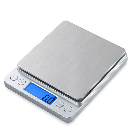 Small Digital Scale,3kg/0.1g,Kitchen Scale,Food Scale,with Blue Backlit LCD Display, 6 Units, Auto Off, Tare, PCS Function, Stainless Steel, Battery Included,Soft Tape Included(150cm)