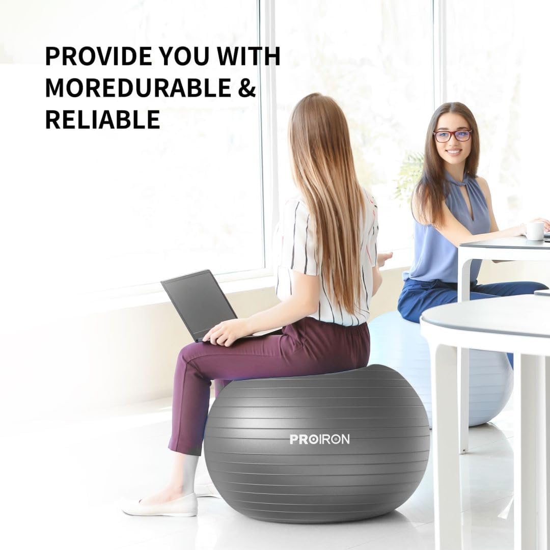 PROIRON Exercise Ball Anti-Burst Yoga Ball Chair with Quick Pump Slip Resistant Gym Ball Supports 500KG Balance Ball for Pilates Yoga Birthing Pregnancy Stability Gym Workout Training
