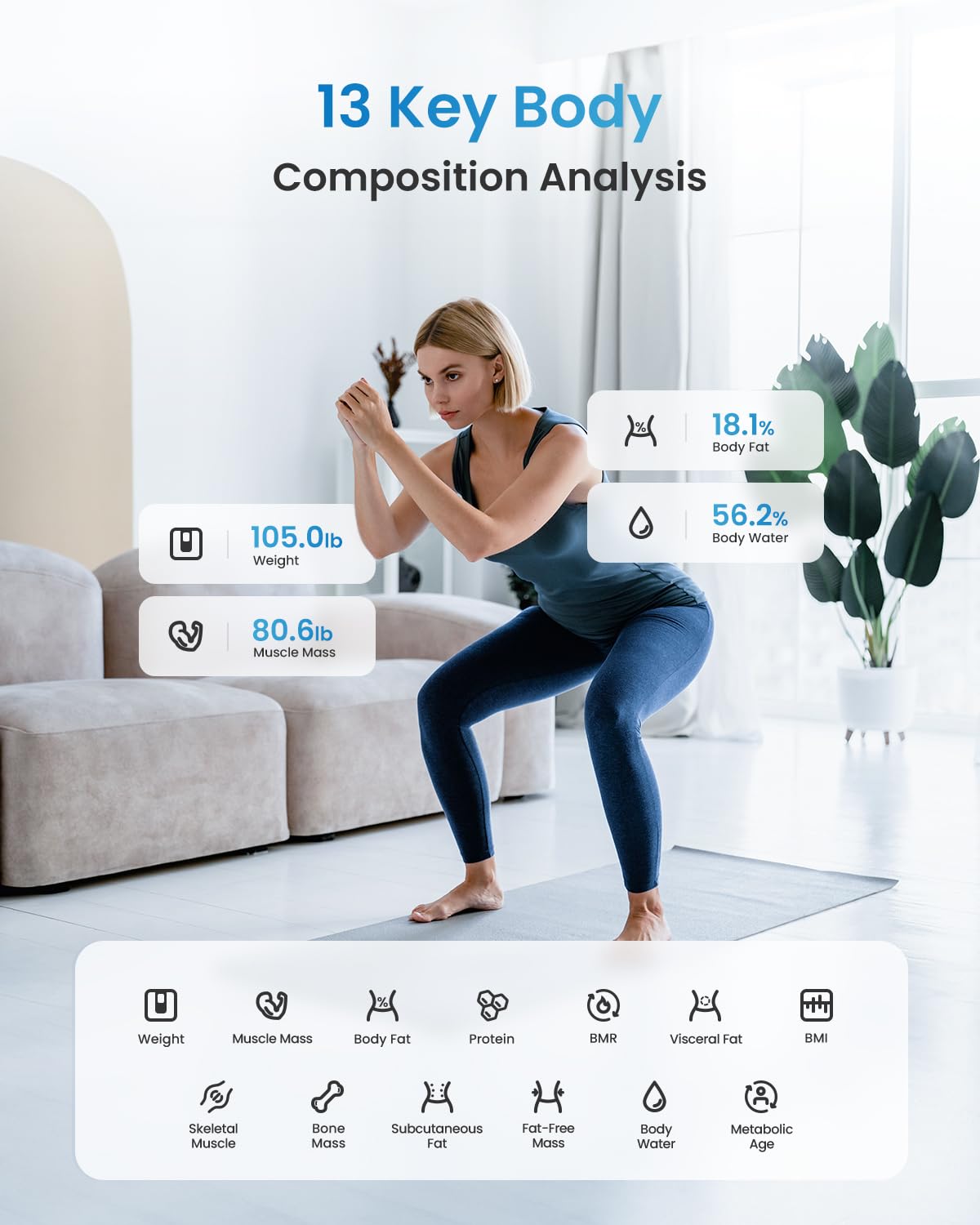 RENPHO Bluetooth Body Fat Scale, Smart BMI Scale Digital Bathroom Weight Scale, Body Composition Analyzer with Smartphone App, Elis 1…