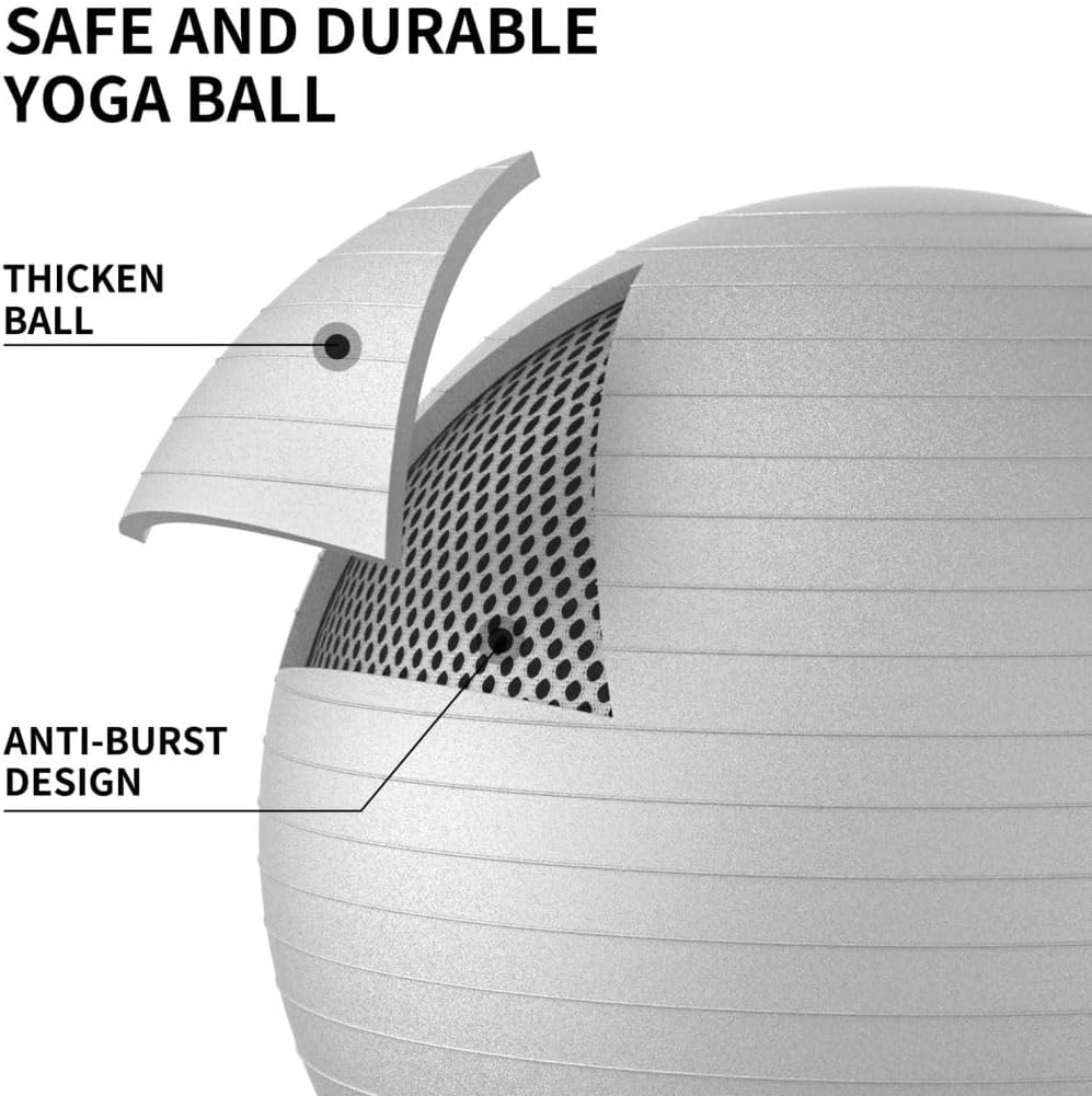 PROIRON Exercise Ball Anti-Burst Yoga Ball Chair with Quick Pump Slip Resistant Gym Ball Supports 500KG Balance Ball for Pilates Yoga Birthing Pregnancy Stability Gym Workout Training