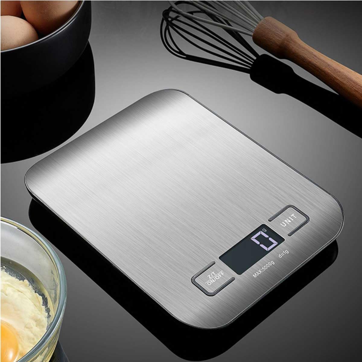 Small Digital Scale,3kg/0.1g,Kitchen Scale,Food Scale,with Blue Backlit LCD Display, 6 Units, Auto Off, Tare, PCS Function, Stainless Steel, Battery Included,Soft Tape Included(150cm)