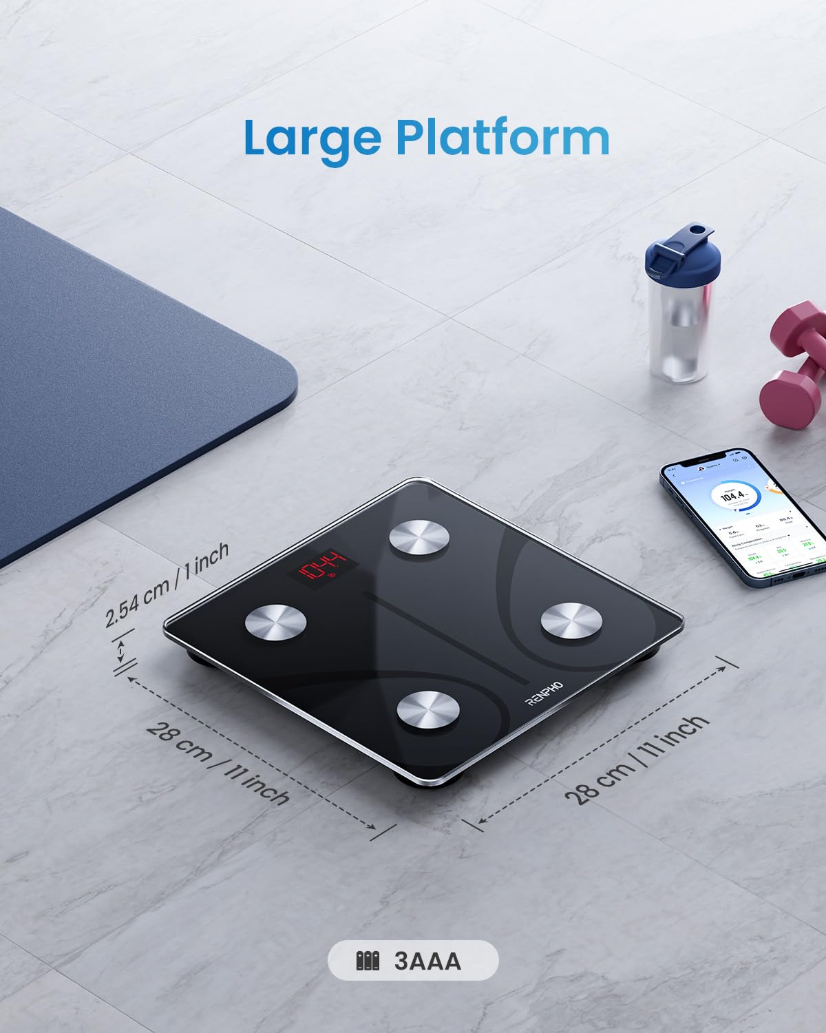 RENPHO Bluetooth Body Fat Scale, Smart BMI Scale Digital Bathroom Weight Scale, Body Composition Analyzer with Smartphone App, Elis 1…