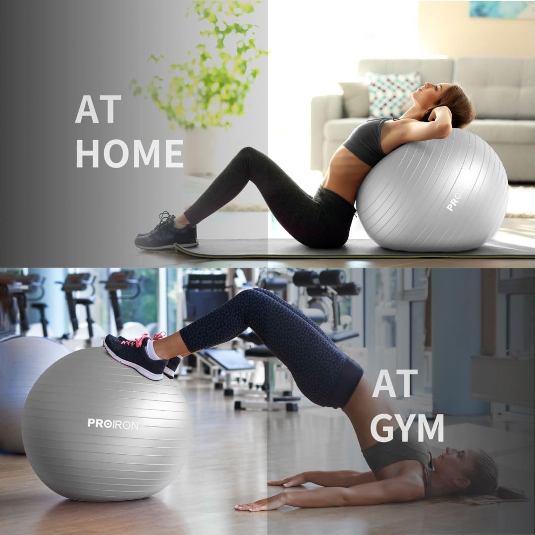 PROIRON Exercise Ball Anti-Burst Yoga Ball Chair with Quick Pump Slip Resistant Gym Ball Supports 500KG Balance Ball for Pilates Yoga Birthing Pregnancy Stability Gym Workout Training
