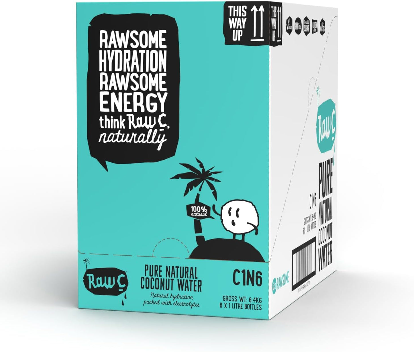 Raw C Straight Up Coconut Water 1 Litre (Pack of 6)