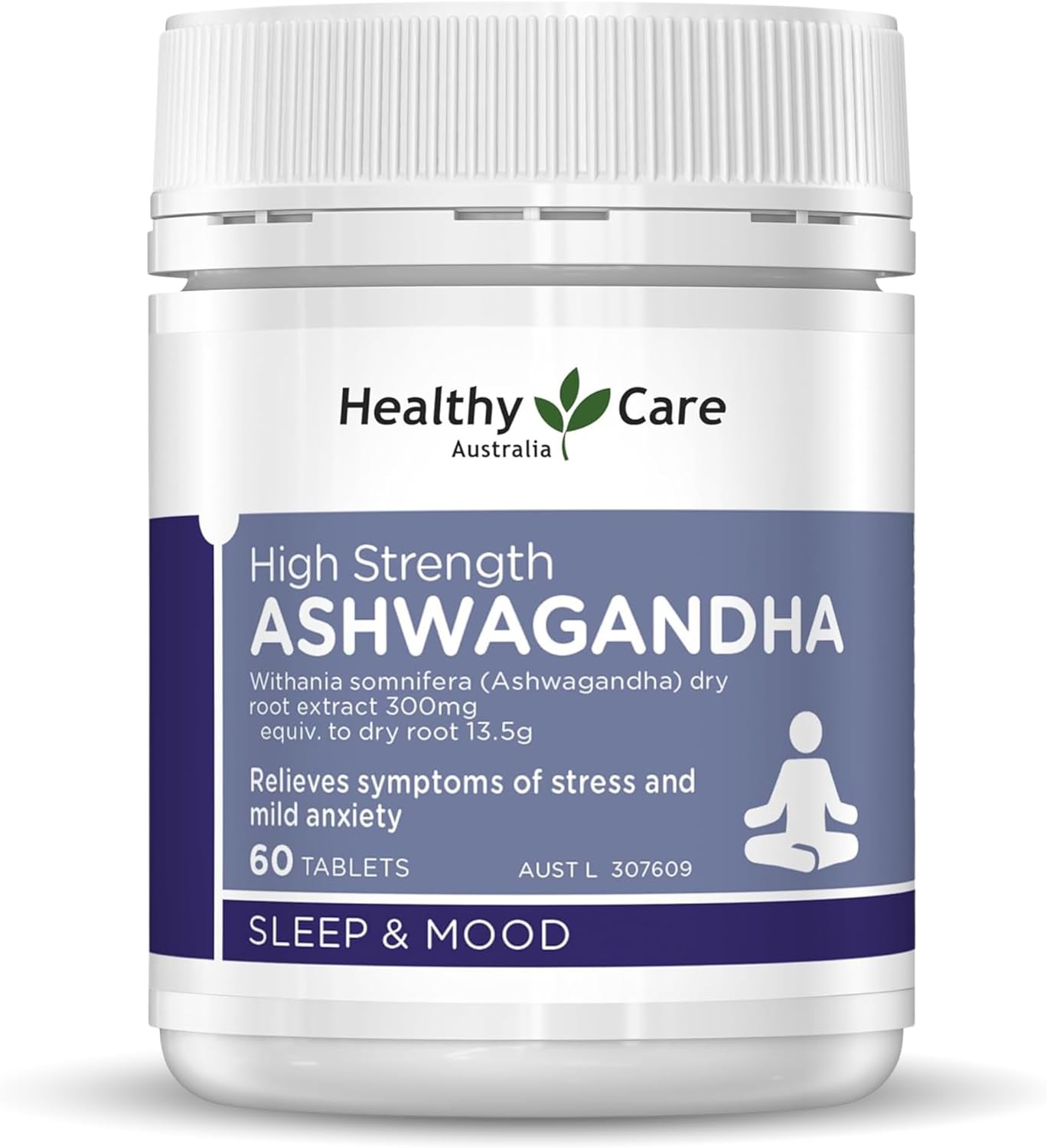 Healthy Care High Strength Ashwagandha - 60 Tablets | Relieves symptoms of stress & mild anxiety