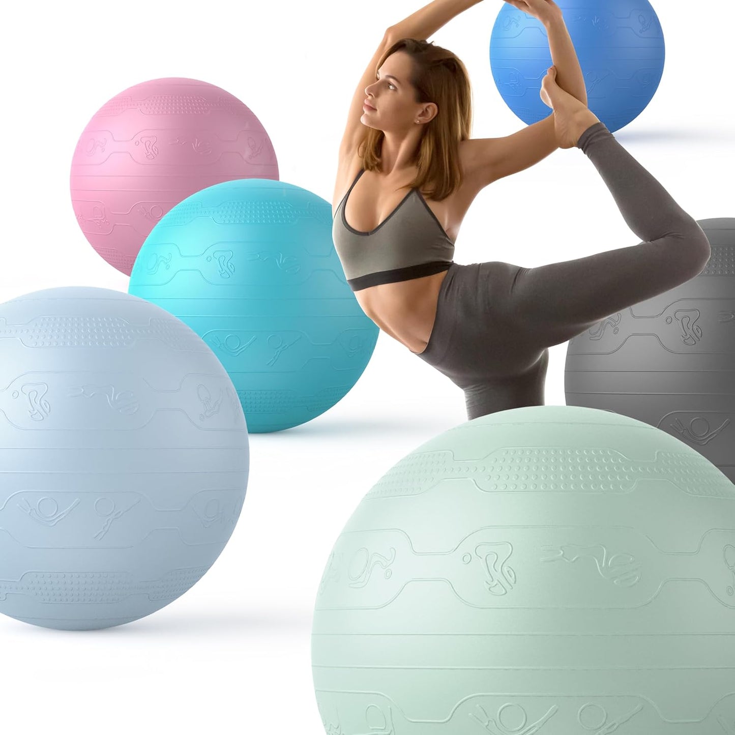 PROIRON Exercise Ball Anti-Burst Yoga Ball Chair with Quick Pump Slip Resistant Gym Ball Supports 500KG Balance Ball for Pilates Yoga Birthing Pregnancy Stability Gym Workout Training