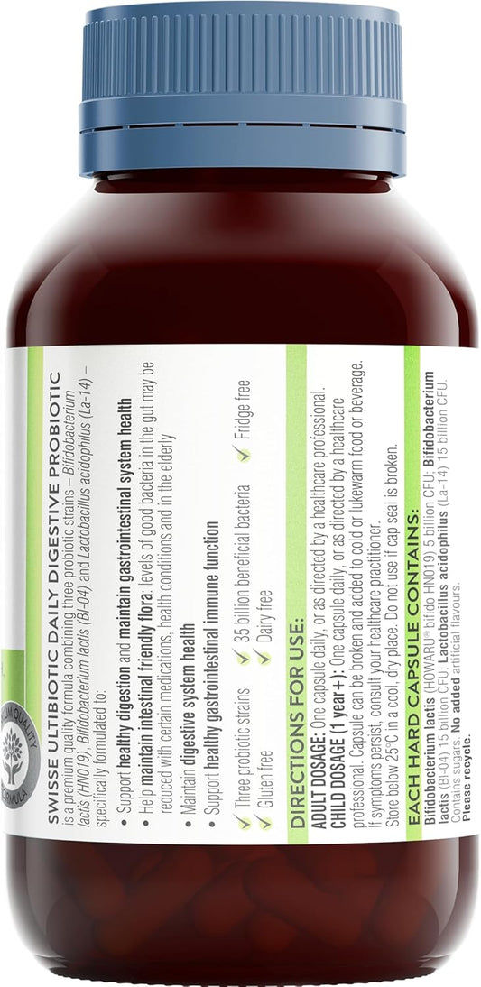 Swisse Ultibiotic Daily Digestive Probiotic - Supports Gut Health And Healthy Digestion - 90 Capsules