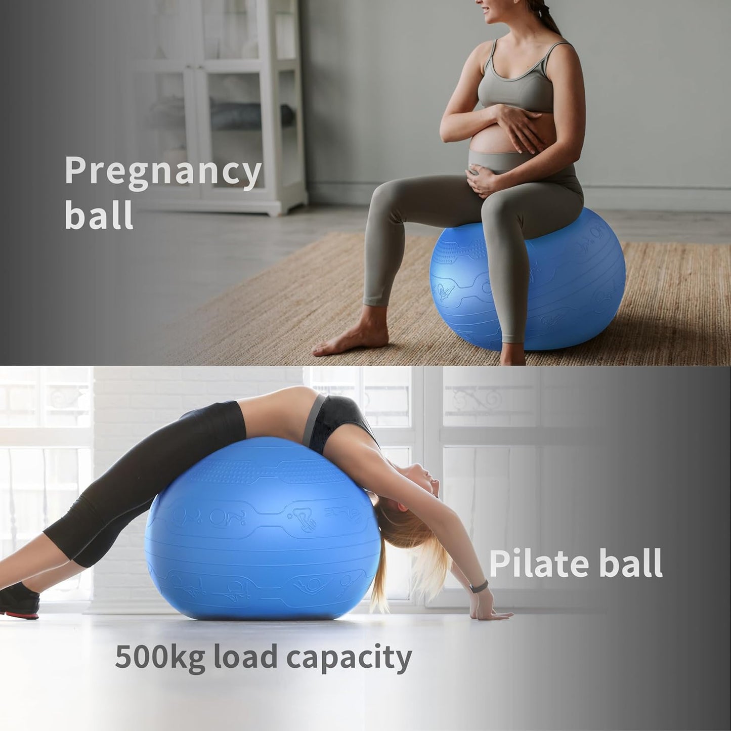 PROIRON Exercise Ball Anti-Burst Yoga Ball Chair with Quick Pump Slip Resistant Gym Ball Supports 500KG Balance Ball for Pilates Yoga Birthing Pregnancy Stability Gym Workout Training