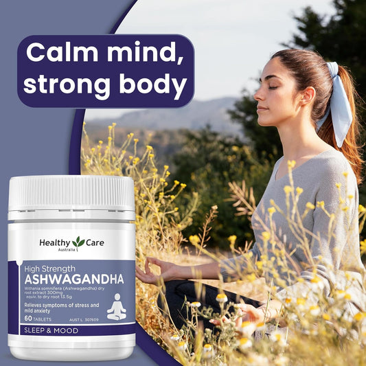 Healthy Care High Strength Ashwagandha - 60 Tablets | Relieves symptoms of stress & mild anxiety