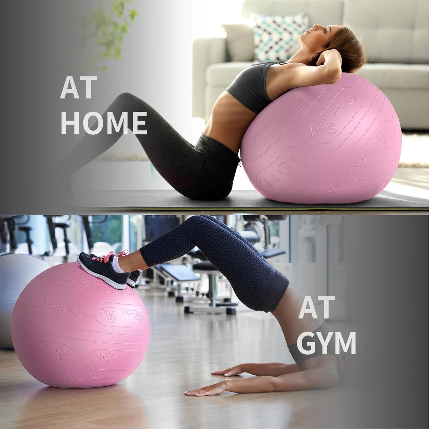 PROIRON Exercise Ball Anti-Burst Yoga Ball Chair with Quick Pump Slip Resistant Gym Ball Supports 500KG Balance Ball for Pilates Yoga Birthing Pregnancy Stability Gym Workout Training