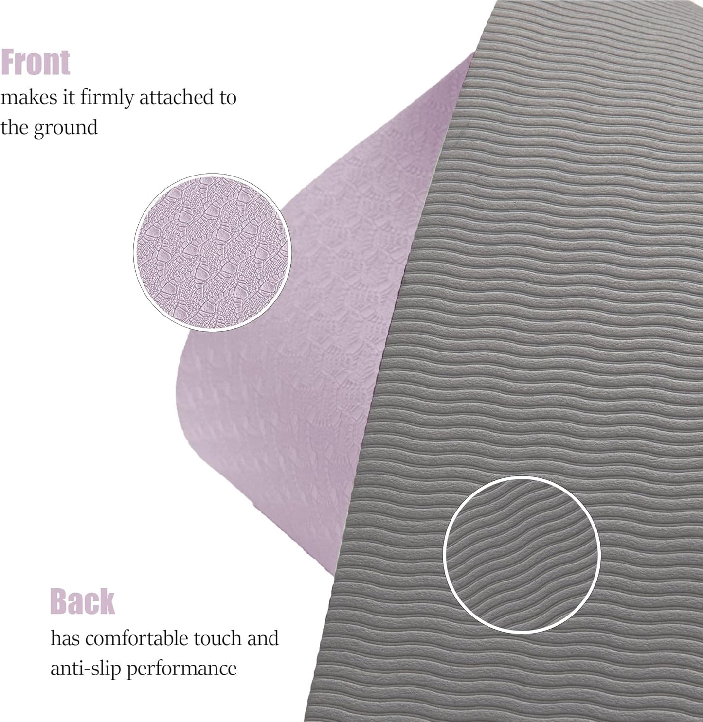 HERUI Yoga Mat Alignment Lines Anti-Slip Exercise Mat with Carrying Bag Fitness Mat for Pilates 72"L x 24"W x 0.24” Thickness for Woman Man Beginners