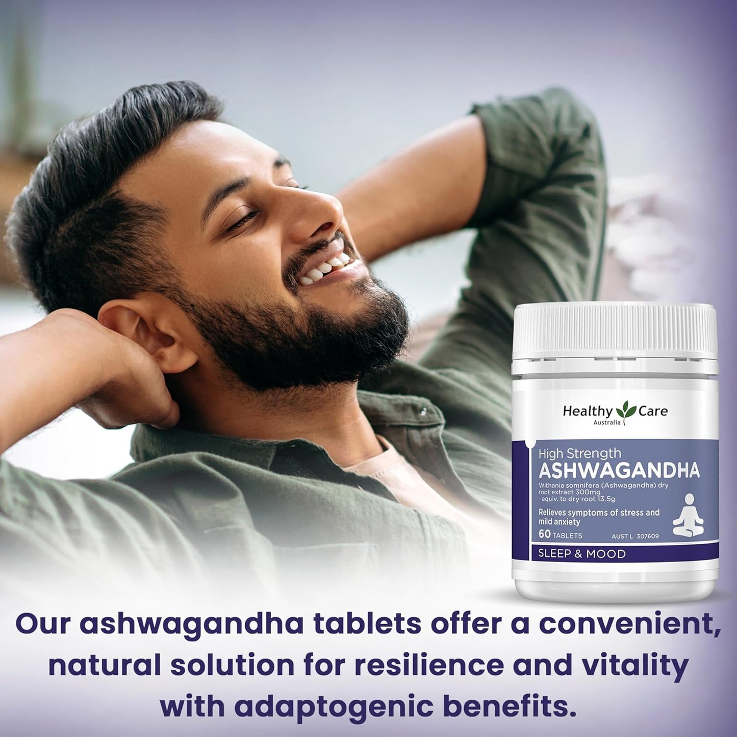 Healthy Care High Strength Ashwagandha - 60 Tablets | Relieves symptoms of stress & mild anxiety