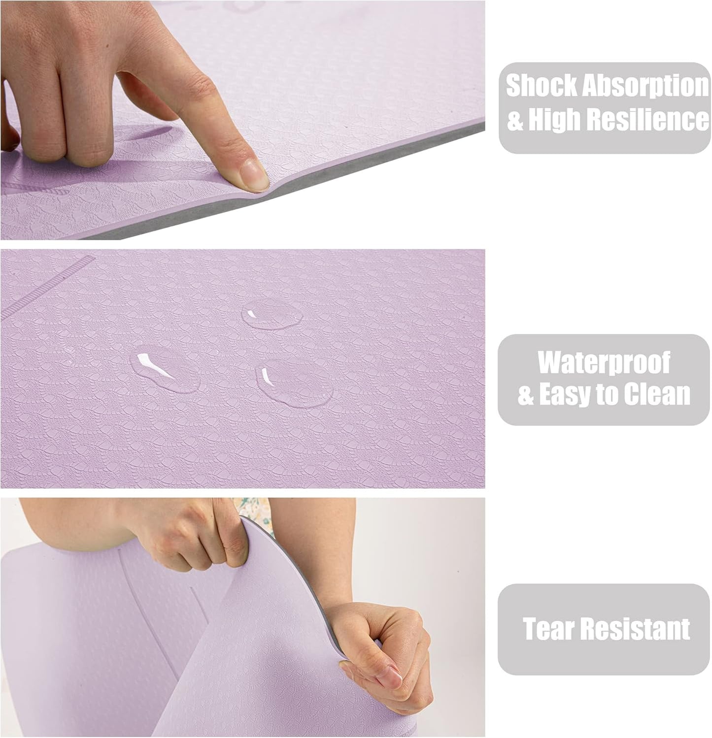 HERUI Yoga Mat Alignment Lines Anti-Slip Exercise Mat with Carrying Bag Fitness Mat for Pilates 72"L x 24"W x 0.24” Thickness for Woman Man Beginners