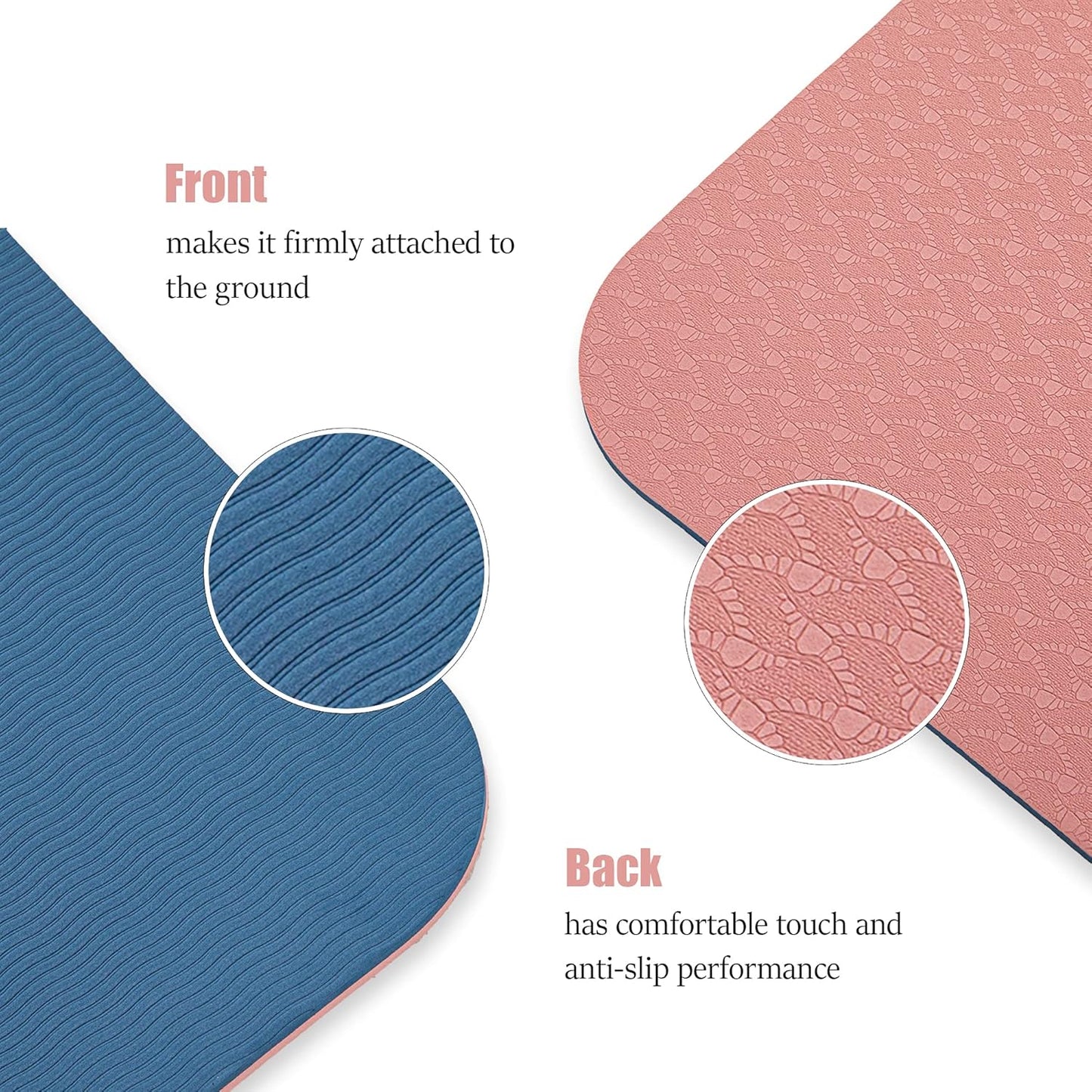 HERUI Yoga Mat Alignment Lines Anti-Slip Exercise Mat with Carrying Bag Fitness Mat for Pilates 72"L x 24"W x 0.24” Thickness for Woman Man Beginners