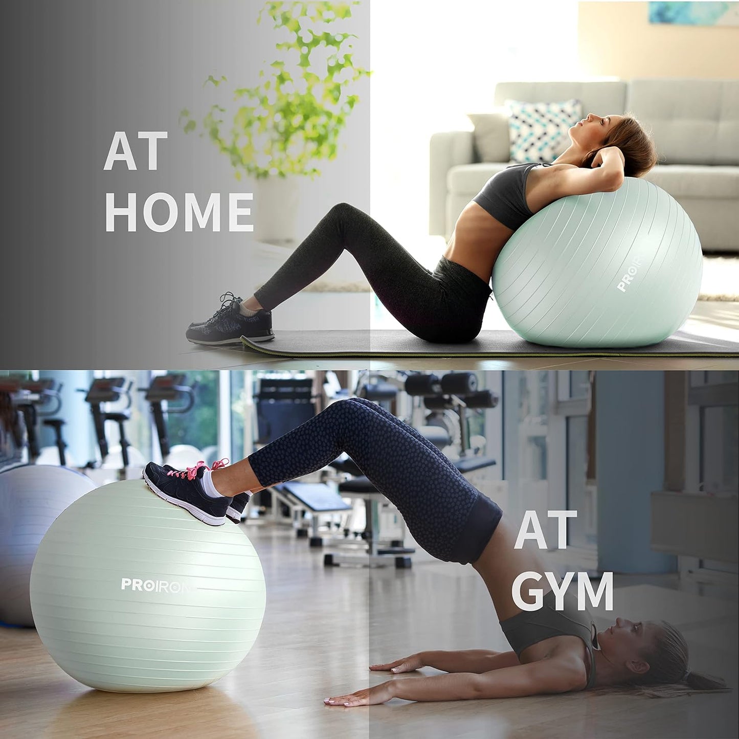 PROIRON Exercise Ball Anti-Burst Yoga Ball Chair with Quick Pump Slip Resistant Gym Ball Supports 500KG Balance Ball for Pilates Yoga Birthing Pregnancy Stability Gym Workout Training