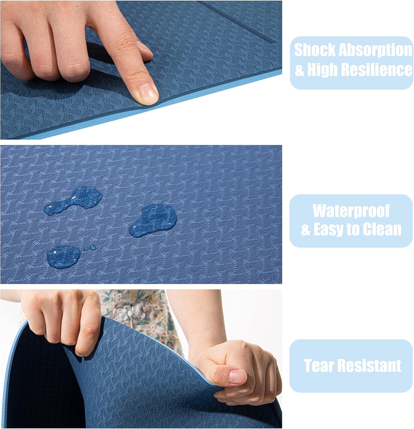 HERUI Yoga Mat Alignment Lines Anti-Slip Exercise Mat with Carrying Bag Fitness Mat for Pilates 72"L x 24"W x 0.24” Thickness for Woman Man Beginners