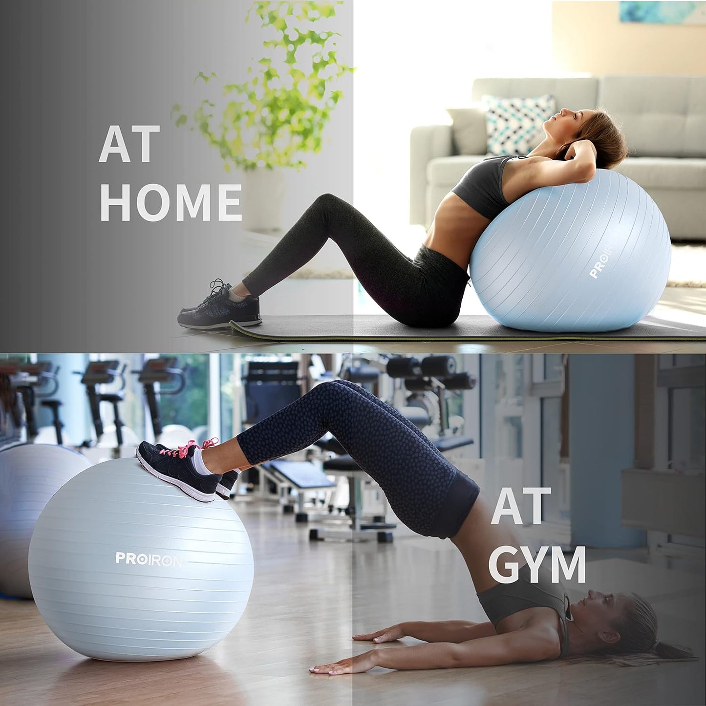 PROIRON Exercise Ball Anti-Burst Yoga Ball Chair with Quick Pump Slip Resistant Gym Ball Supports 500KG Balance Ball for Pilates Yoga Birthing Pregnancy Stability Gym Workout Training