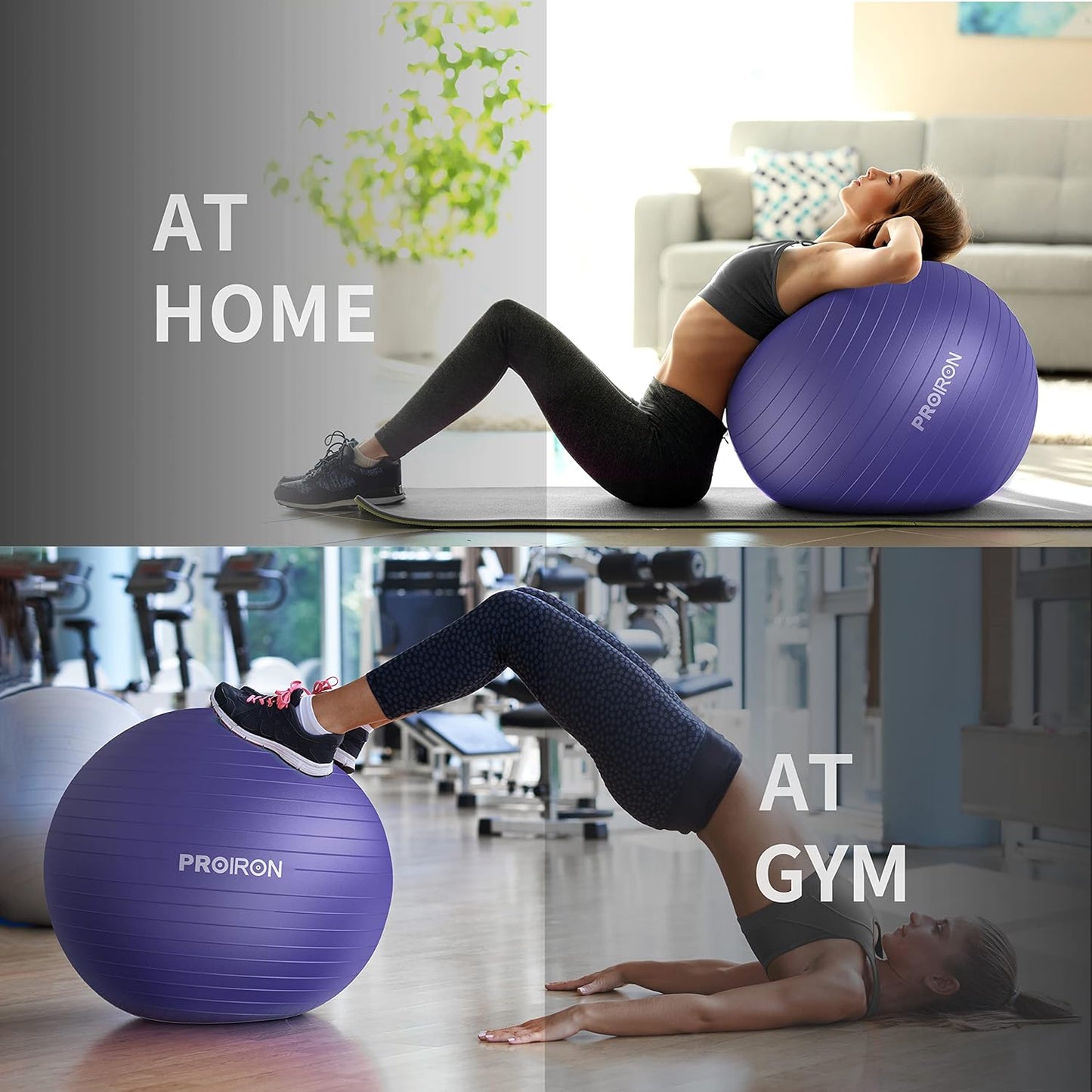 PROIRON Exercise Ball Anti-Burst Yoga Ball Chair with Quick Pump Slip Resistant Gym Ball Supports 500KG Balance Ball for Pilates Yoga Birthing Pregnancy Stability Gym Workout Training