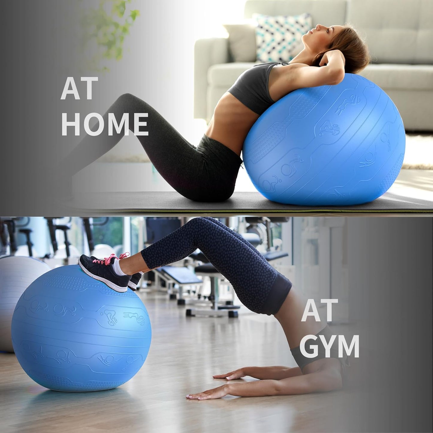 PROIRON Exercise Ball Anti-Burst Yoga Ball Chair with Quick Pump Slip Resistant Gym Ball Supports 500KG Balance Ball for Pilates Yoga Birthing Pregnancy Stability Gym Workout Training