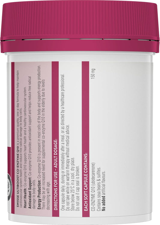 Swisse Ultiboost Co-Enzyme Q10 - Supports Heart Health & Energy Production - 180 Capsules