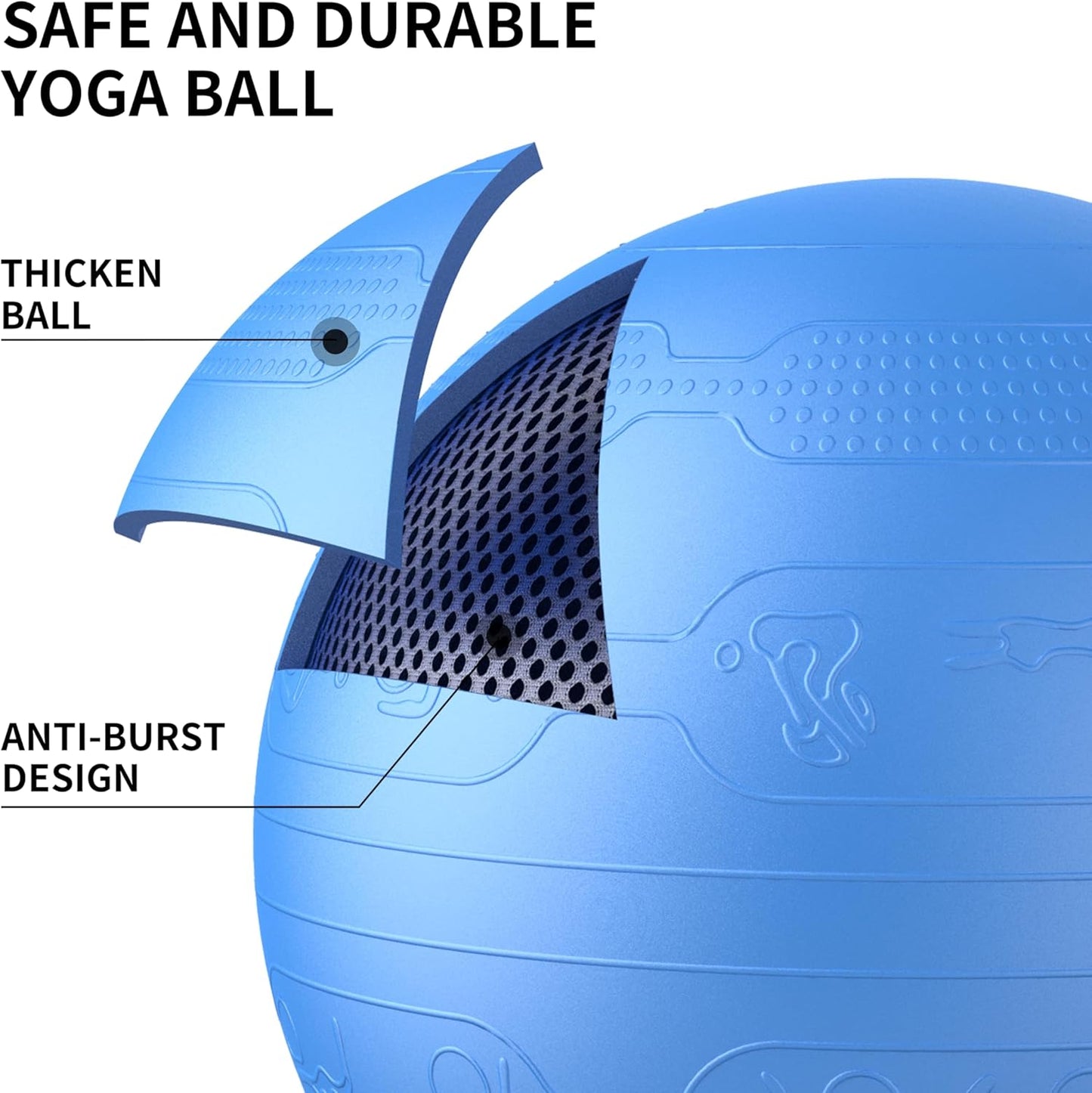 PROIRON Exercise Ball Anti-Burst Yoga Ball Chair with Quick Pump Slip Resistant Gym Ball Supports 500KG Balance Ball for Pilates Yoga Birthing Pregnancy Stability Gym Workout Training