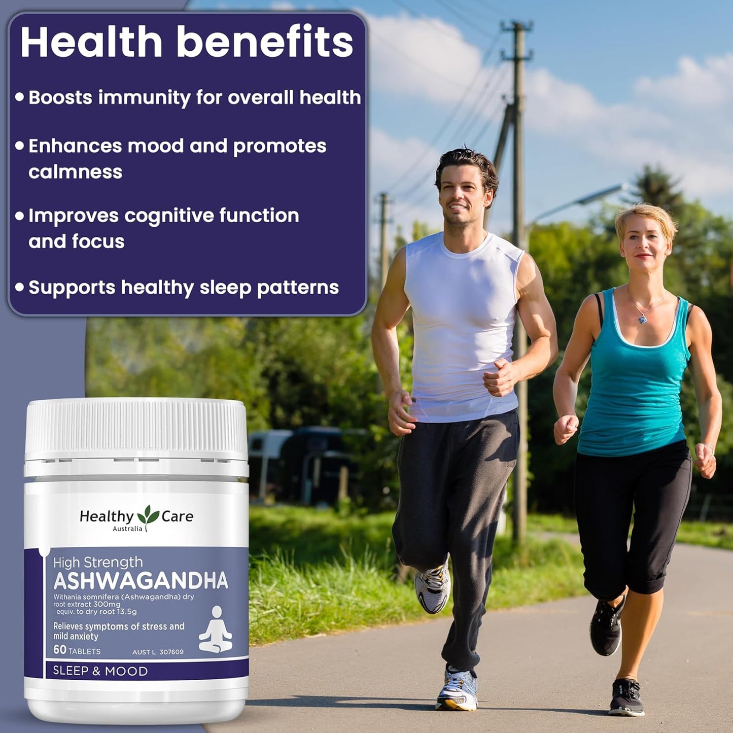 Healthy Care High Strength Ashwagandha - 60 Tablets | Relieves symptoms of stress & mild anxiety