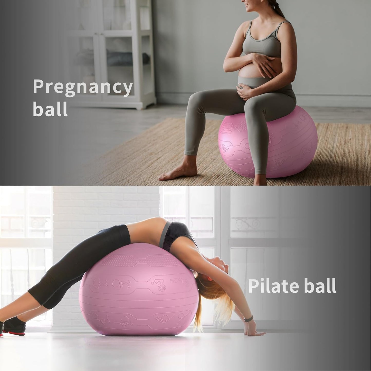 PROIRON Exercise Ball Anti-Burst Yoga Ball Chair with Quick Pump Slip Resistant Gym Ball Supports 500KG Balance Ball for Pilates Yoga Birthing Pregnancy Stability Gym Workout Training