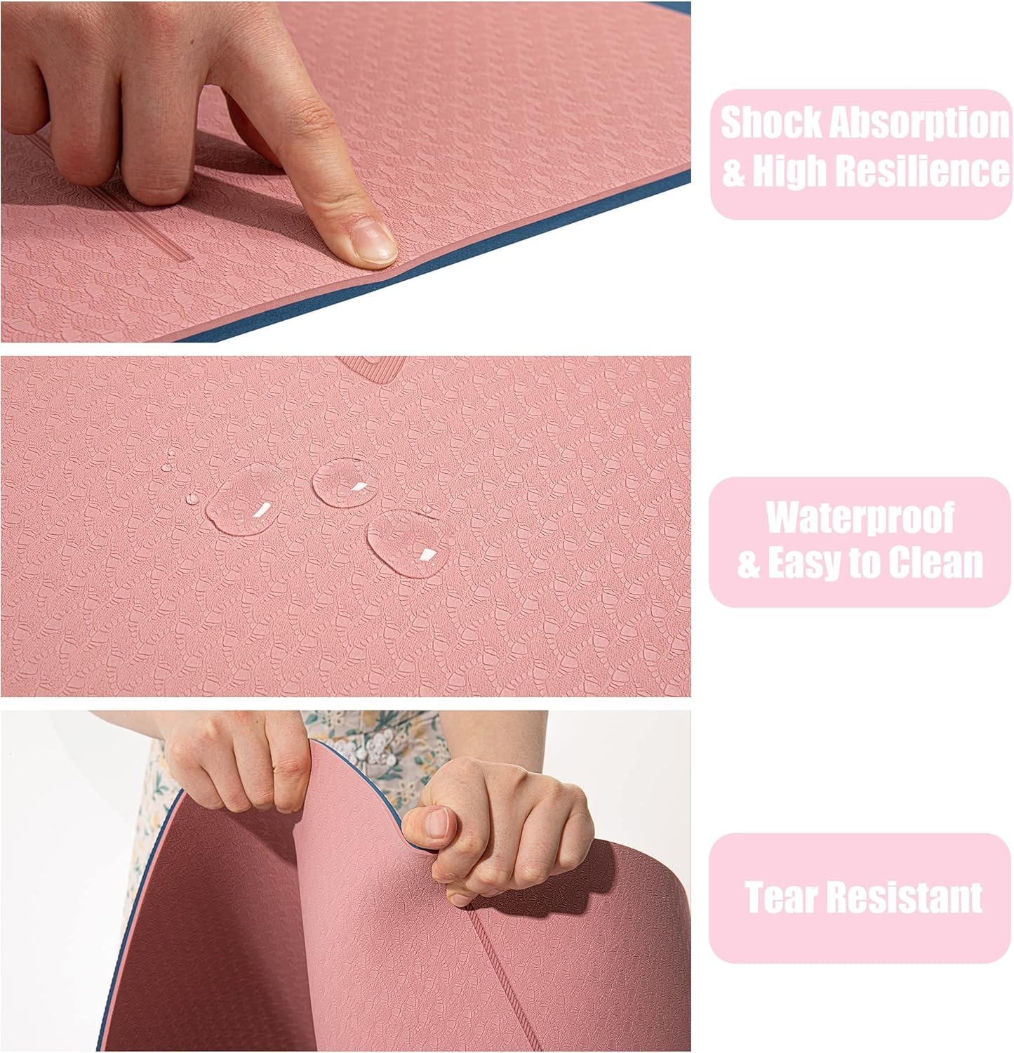 HERUI Yoga Mat Alignment Lines Anti-Slip Exercise Mat with Carrying Bag Fitness Mat for Pilates 72"L x 24"W x 0.24” Thickness for Woman Man Beginners