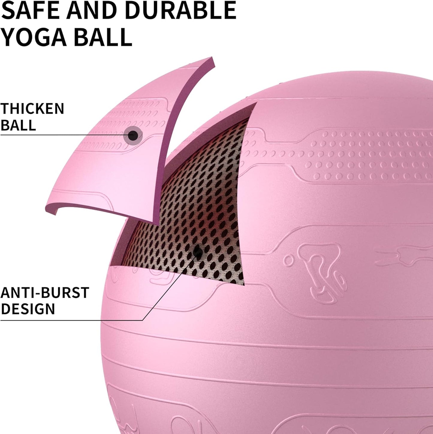 PROIRON Exercise Ball Anti-Burst Yoga Ball Chair with Quick Pump Slip Resistant Gym Ball Supports 500KG Balance Ball for Pilates Yoga Birthing Pregnancy Stability Gym Workout Training