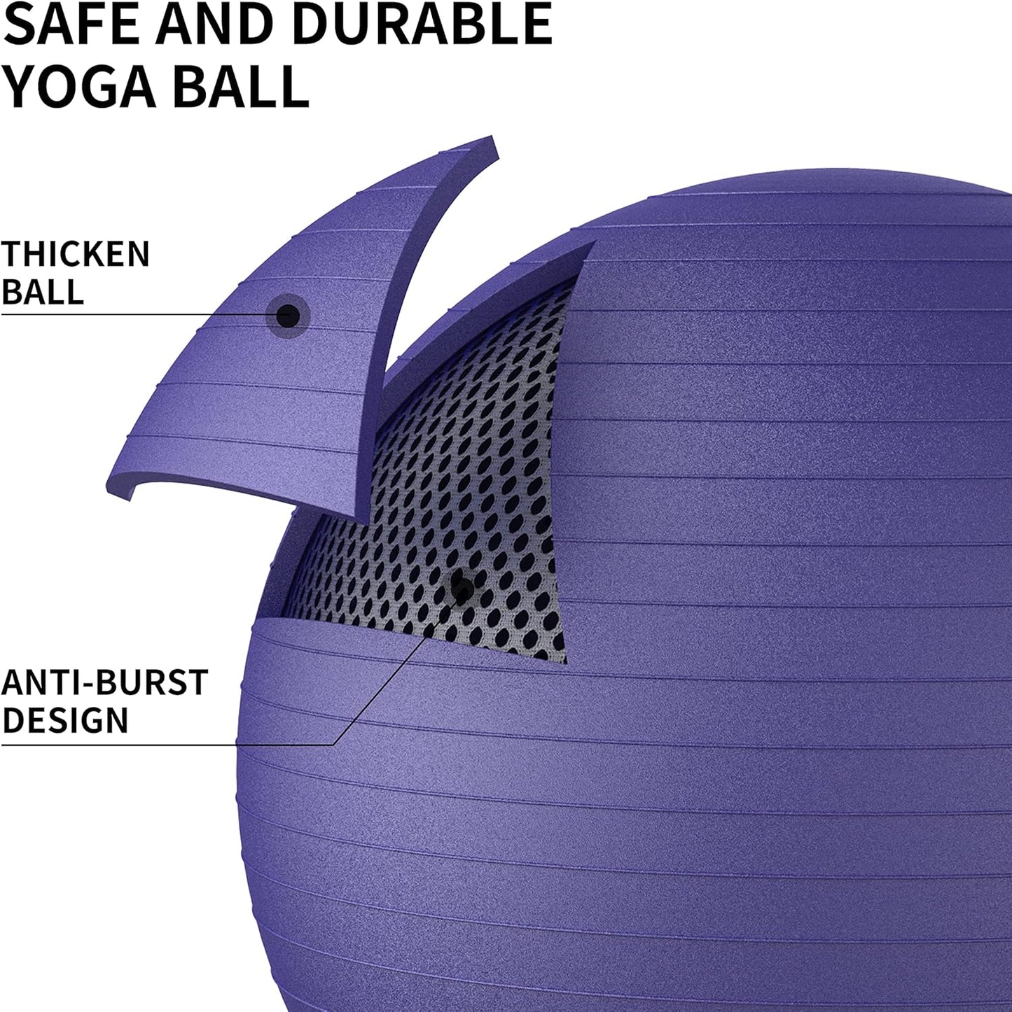 PROIRON Exercise Ball Anti-Burst Yoga Ball Chair with Quick Pump Slip Resistant Gym Ball Supports 500KG Balance Ball for Pilates Yoga Birthing Pregnancy Stability Gym Workout Training
