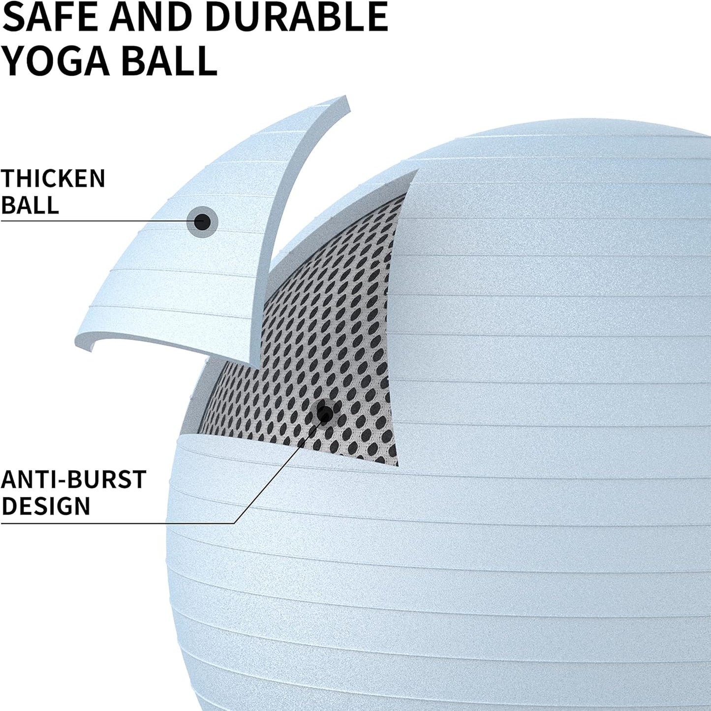 PROIRON Exercise Ball Anti-Burst Yoga Ball Chair with Quick Pump Slip Resistant Gym Ball Supports 500KG Balance Ball for Pilates Yoga Birthing Pregnancy Stability Gym Workout Training