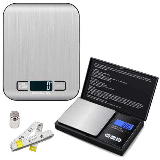 Small Digital Scale,3kg/0.1g,Kitchen Scale,Food Scale,with Blue Backlit LCD Display, 6 Units, Auto Off, Tare, PCS Function, Stainless Steel, Battery Included,Soft Tape Included(150cm)