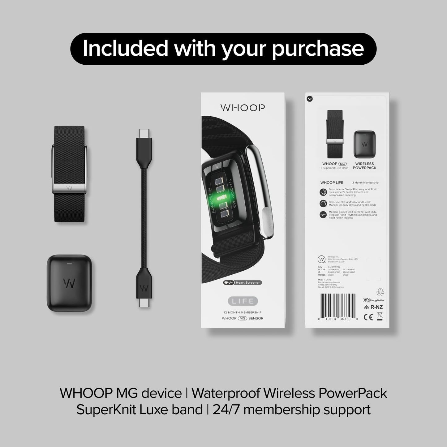 WHOOP 5.0/MG Activity Tracker - 12 Month Membership - Health and Fitness Wearable – 24/7 Activity and Sleep Tracker, Personalized Coaching, Menstrual Cycle Insights – 14+ Days Battery Life