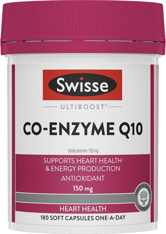 Swisse Ultiboost Co-Enzyme Q10 - Supports Heart Health & Energy Production - 180 Capsules